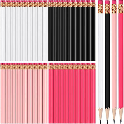 TecUnite 120 Pcs #2 HB Pencils with Eraser No 2 Unsharpened Wooden Hexagonal Pencils for Adults Gifts for School Exam art Learning Office Sketching(Pink Black Series) - color: Pink Black Series