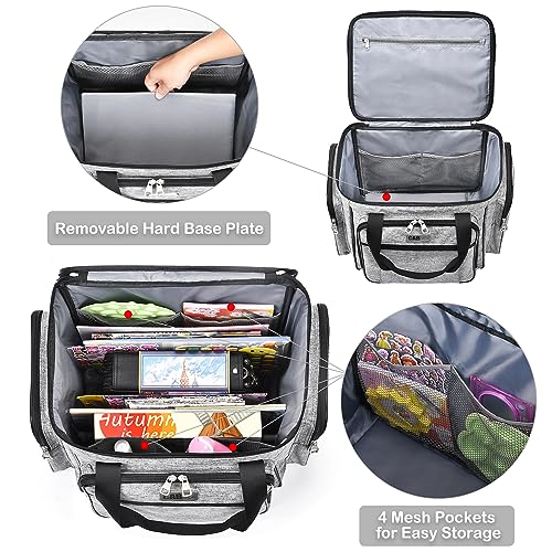 CAB55 Rolling Craft Bag, Tote Bag with Wheels for Women, Rolling Teacher Bag with Removable Folding Hand Truck (Grey) - color: Grey