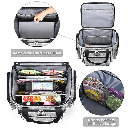 CAB55 Rolling Craft Bag, Tote Bag with Wheels for Women, Rolling Teacher Bag with Removable Folding Hand Truck (Grey) - color: Grey