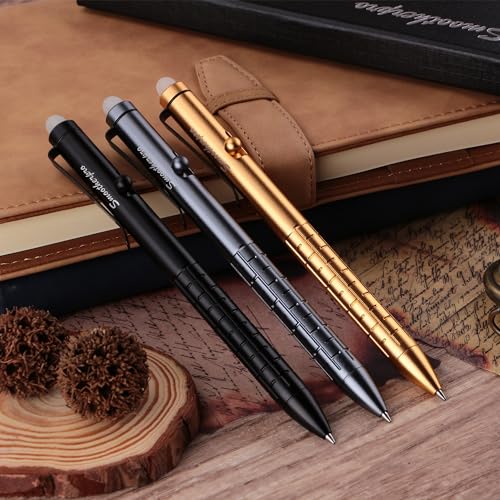 SMOOTHERPRO Aluminum Erasable Bolt Action Pen,Gray | Erasable Refillable Pen for Notes, Journaling, Office Writing, Signatures, and Daily Pocket Carry. - color: Gray 2.0