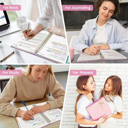 Large Spiral Lined Notebook for Work with Dividers & Tabs, 8.5"x11" Hardcover 5 Subject Notebook, College Ruled, 280 Pages, Twilight Bloom - color: A - Twilight Bloom