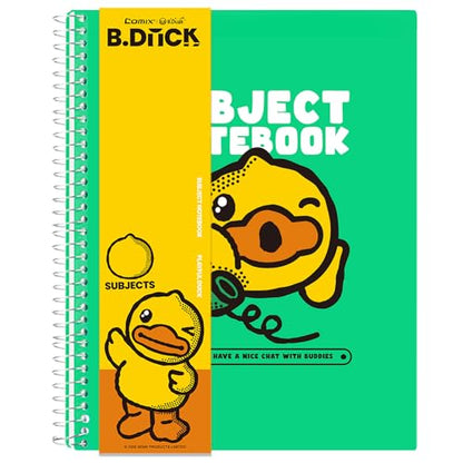 Comix Plastic Cover 5 Subject Notebook, 200 Sheets 8-1/2" x 11" College Ruled Notebook with 5 Divider for Office/School/Home, Green - color: Green