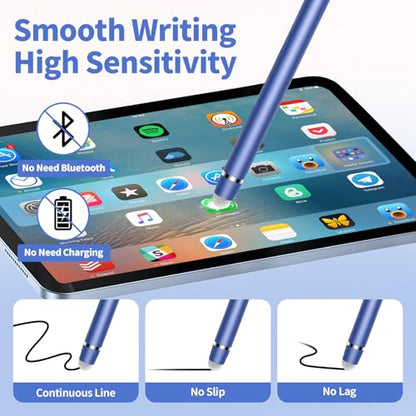 Stylus Pen for Touchscreen,2-in-1 High Sensitivity Stylus | Suitable for iPad/iPhone/Android Tablets,Compatible with Touch Screen Devices(3 Stylus-Silver/Blue/Rose Gold) - color: Silver/Blue/Rose Gold