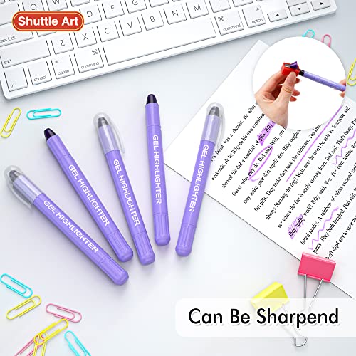 Shuttle Art 5 Pack Purple Gel Highlighters,Bible Highlighters,No Bleed Through, Bible Journaling Supplies,Great for Journaling, Highlighting and Studying - color: Purple