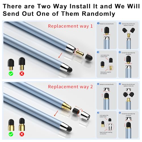 Stylus Pen for Touchscreen,5 PCS Stylus,2-in-1 High Sensitivity & Accuracy | Rubber tip,No Connection Required,Compatible with iPad, iPhone, Android, and Switch - color: Silver/Blue/Rose Gold/Purple/Light Green