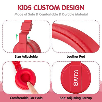 ONTA Kids Headphones for Boys Girls - Child Student Headset Wired Plug Toddler Earphones School Teen on Ear for Ipad | Computer | Smart Phone | Amazon Fire Tablet | Laptop | Plane Travel | Game (red) - color: Red