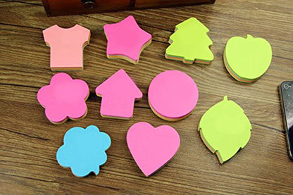 Funny live 6 Pads Creative Sticky Notes 3x3 Self-Stick Notes for Home, Office,100 Sheets/Pad, 'Butterflie', 'Clothe', 'Heart', 'Leaves', 'Apple', 'Strawberry', 'Bear', 'Plum Flower',etc. Shapes Random