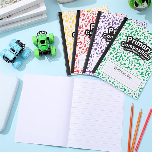 Henoyso 6 Pack Primary Composition Notebook for Kids, K-2 Journal with Half Blank Half Lined Pages, Draw and Write Journal for Kindergarten, 1st & 2nd Grade, Rainbow Color Covers - color: Rainbow