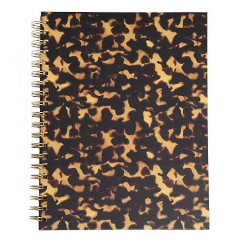 Pearhead Tortoise Shell Spiral Notebook, UV Spot Gloss Hardcover Journal for Women – 100 GSM Thick Lined Pages, Lay Flat Gold Double-Coil Binding, Tear-Away Perforations, Luxe Fashion Stationery Gift, 8x10.5 - color: Tortoise Spiral Notebook