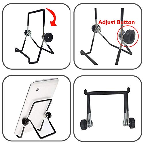 VOVIGGOL Adjustable Tablet Stand Holder 2 Pack, Non-Slip Foldable Holder Cradle Fit for 9-12.9" Tablets, iPad, Samsung and Kindle Fire, Display Stand Picture Frame Stand for Photos (2 Large Black)