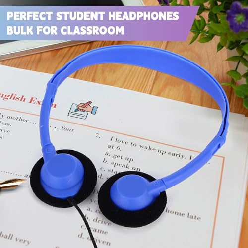 Yunsailing 30 Pack Bulk Headphones Set Over Ear Headphones with Adjustable Headband 3.5mm Plug Headsets Earphones for Learning Program, Computer Lab, Library, Testing & Multimedia Use (Colorful) - color: Colorful