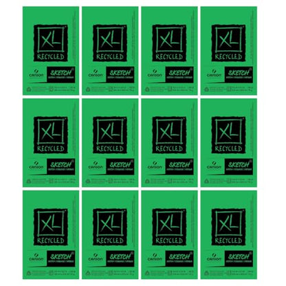 Canson XL Series Recycled Sketch Pad, 3.5" x 5.5", Top Bound, 50 lb. (74gsm), 100 Sheets/Pad, Case of 12 Pads, 1200 Sheets Total - size: 3.5" x 5.5" (Pack of 12)