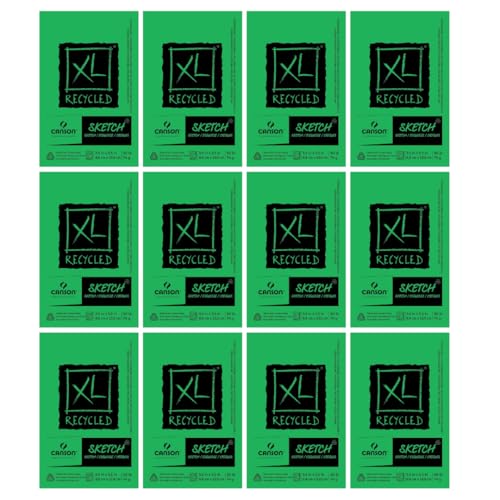 Canson XL Series Recycled Sketch Pad, 3.5" x 5.5", Top Bound, 50 lb. (74gsm), 100 Sheets/Pad, Case of 12 Pads, 1200 Sheets Total - size: 3.5" x 5.5" (Pack of 12)