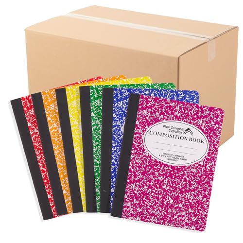 Blue Summit Composition Notebook Bulk, Assorted Color Composition Notebook Wide Ruled Bulk, Marble, 100 Sheets per Book, Bulk 48 Pack - color: Assorted Color, size: 48 Pack