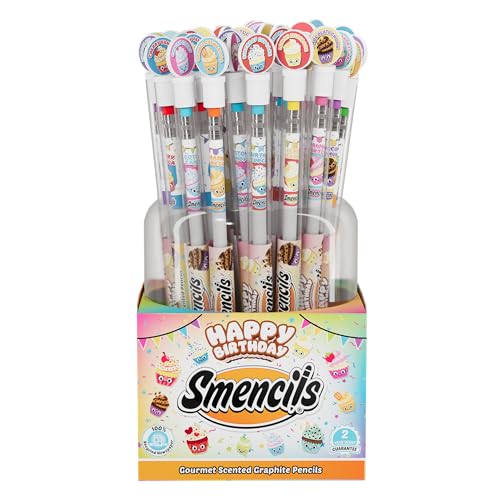 Happy Birthday Smencils Gourmet Scented Pencils 50 Pack – HB #2 Recycled Newspaper Pencils, Pre-Sharpened Kids School Supplies, 10 Sweet Scents Variety, Classroom Rewards & Gifts for Kids - color: Birthday