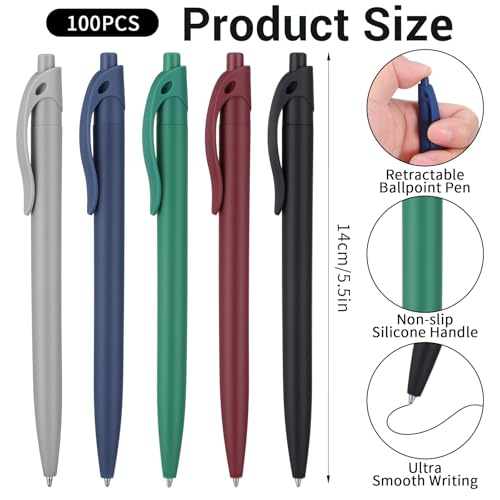 Black Pens Bulk 100 Pack Retractable Click Pens 1mm Smooth Writing 5 Colors | These Black Pens Bulk offer reliable click pens with smooth 1.0mm ink. Durable plastic and rubber grip ensure comfort.