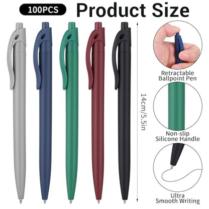 Black Pens Bulk 100 Pack Retractable Click Pens 1mm Smooth Writing 5 Colors | These Black Pens Bulk offer reliable click pens with smooth 1.0mm ink. Durable plastic and rubber grip ensure comfort.