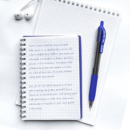 EYEYE G-103 Retractable Gel Blue Pens 0.7mm, 10 Pack Medium Point Ballpoint Pen Quick Drying, Pen Fine Point Smooth Writing Pens for Office School Supplies - color: Blue, size: 0.7mm