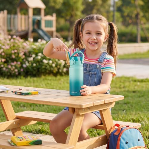 OLDLEY 18oz Insulated Water Bottle with 2-in-1 Straw & Chug Lid, Leakproof Stainless Steel Bottle, Cup Holder Friendly Vacuum Water Bottle for Travel, and School,Teal Ombre - color: Teal Ombre