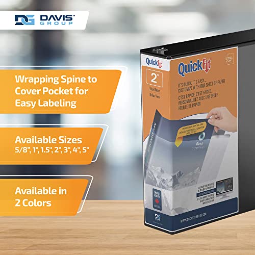 Quickfit View Binder, 3-Ring Binder for School or Office, D Ring, Black, Single, 2 Inch