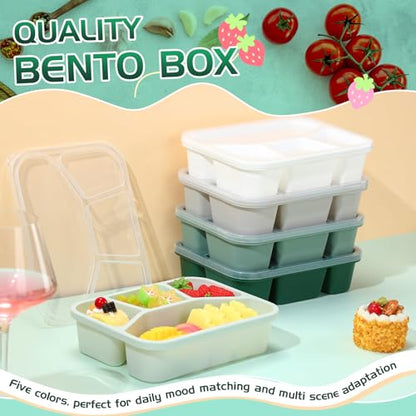 Honeydak 5 Pack Snack Containers 4 Compartment Bento Snack Boxes Reusable Lunchable Containers with Lids Divided Meal Prep Lunch Food Storage Box for School Work Travel(Sage,Mixed) - color: Sage, style: Mixed