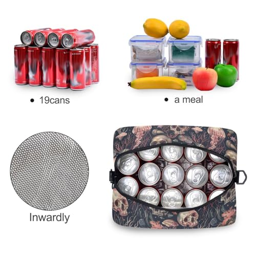 ALAZA Skulls and Jellyfish Insulated Lunch Bag Women Men Portable Reusable Cooler Lunch Tote Bag for Work Office Picnic College - color: Multi 06