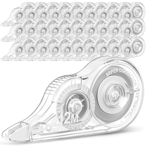 AmazingSpark 100 Pcs White Correction Tape Bulk, 39.4 Ft, Tear-resistant Easy to Use Applicator for Instant Corrections for School Office Note Taking Journal (Tape Width 0.2 in, Clear) - color: white