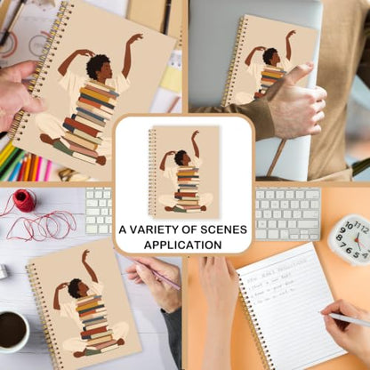 African American Book Lover Gifts Spiral Notebook 5.5x8.3 Inch | African American Black Girl Bookish Notebook Journal for Women,Bookworm Book Reading Reader Gifts - color: Bookworm reading enthusiast white