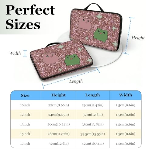 10" Laptop Sleeve with Handle, Pink Green Frogs Water‑Resistant Tabet Carrying Case for 11 inch iPad 2025/11" iPad Air M3/ 11" iPad Pro M5 M4/ 11" Galaxy Tab S9 S8 / Lenovo Tab M11 - color: Pink Green Frogs, size: 10-11 inch Devices