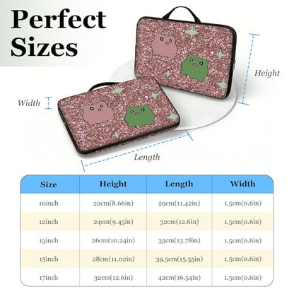 10" Laptop Sleeve with Handle, Pink Green Frogs Water‑Resistant Tabet Carrying Case for 11 inch iPad 2025/11" iPad Air M3/ 11" iPad Pro M5 M4/ 11" Galaxy Tab S9 S8 / Lenovo Tab M11 - color: Pink Green Frogs, size: 10-11 inch Devices
