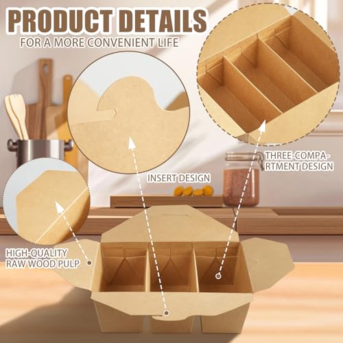 30 Pack Paper Take Out Food Containers, 3-Compartment 7.5x5.4x2.6" Kraft Brown Take Out Boxes, Disposable To Go Container Take Out Containers, Greaseproof Paper Bento Box Takeout Lunch Boxes with Lid - color: Kraft Paper Color-Snap