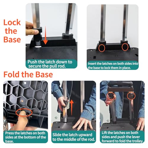 Foldable Black Aluminum Backpack Cart with 5 Swivel Wheels, Large Base, Ideal for Large Backpacks, Pet Carriers, Laptop Bags - size: 5 Wheels with Larger Base