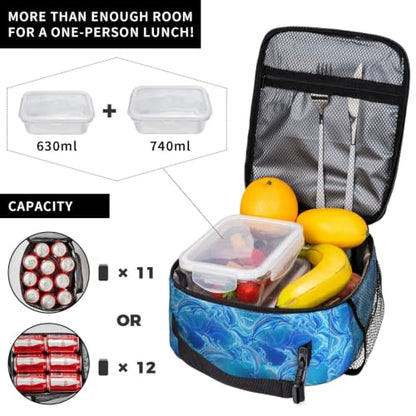 Blue Dolphin Waves Ocean Lunch Bag 10In | Insulated Lunch Box Reusable Tote Bag For Picnic Office For Women Men - color: Style 4