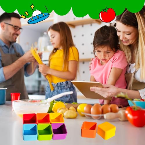 IELEK Silicone Bento Lunch Box Dividers Reusable Bento Box Containers Bundle Accessories- Non-Toxic, BPA Free, Dishwasher Safe - color: Rectangle(Blue+Green)+Square(Purple+Yellow+Red+Orange)
