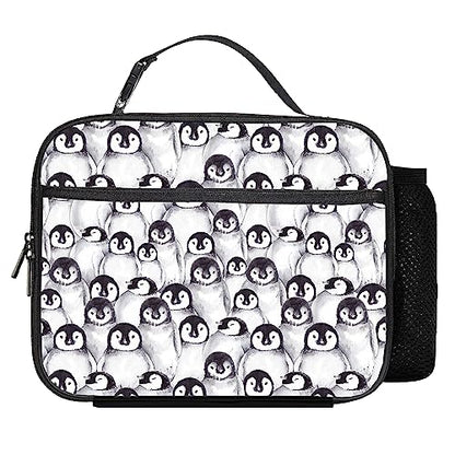 Penguin Lunch Bag Reusable Insulated Lunch Box Keep Food Cooler Thermal Lunch Tote for Women Men - color: Penguin