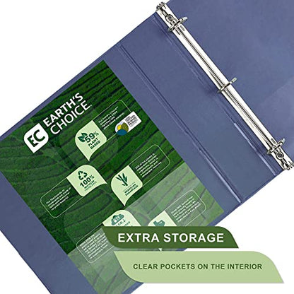 Samsill Plant-Based 2 Inch Durable D-Ring, View Binder, Eco-Friendly, USDA Certified Biobased,2 Count,Pack of 1, Indigo Blue - color: Indigo, size: 2-Inch, style: 2 Pack