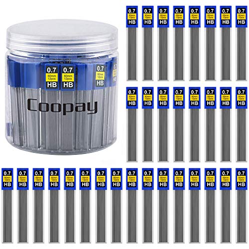 Coopay 960 Pieces Lead Refills 0.7 mm HB Break Resistant Mechanical Pencil Refills, 12 Pack Per Tube, 80 Tubes(0.7 mm) - style: 0.7 mm