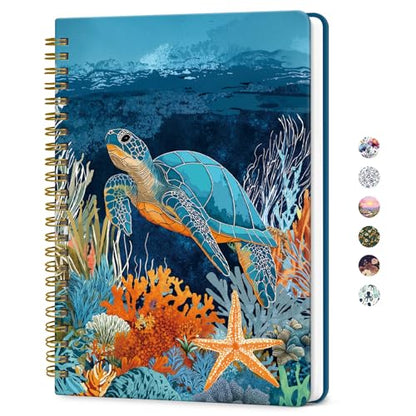 ZOTIA Lined Spiral Journal for Women, A5 Aesthetic Hardcover Notebook for Work, School & Note Taking, Pretty College Ruled Journal, 140 Pages, 6" x 8", Deep Bearings - color: I-Deep Bearings