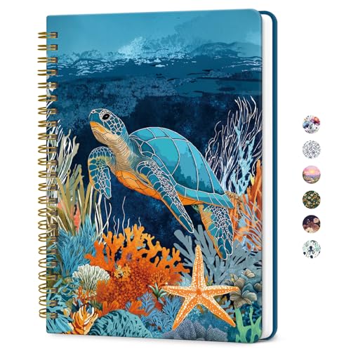 ZOTIA Lined Spiral Journal for Women, A5 Aesthetic Hardcover Notebook for Work, School & Note Taking, Pretty College Ruled Journal, 140 Pages, 6" x 8", Deep Bearings - color: I-Deep Bearings