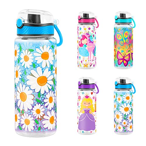 Cute Water Bottle for School Kids Girls, BPA FREE Tritan & Leak Proof & Easy Clean & Carry Handle, 23oz/ 680ml - Daisy - color: Daisy