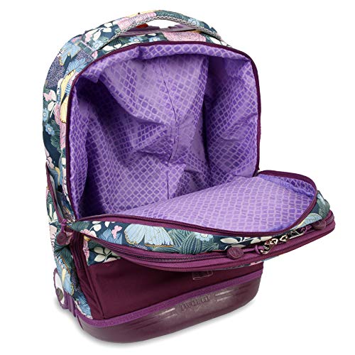 J World Duo Kids Rolling Backpack With Lunch Box Set. School Bookbag on Wheels, Secret Garden - color: Secret Garden