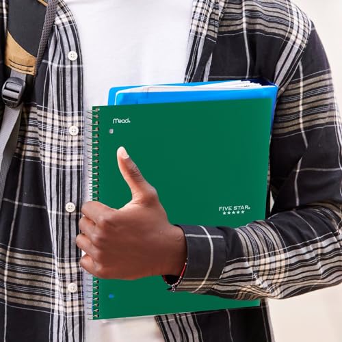 Five Star Spiral Notebook + Study App, 3 Subject, College Ruled Paper, Fights Ink Bleed, Water Resistant Cover, 8-1/2" x 11", 150 Sheets, Green (72067) (Pack of 6) - color: Green, size: 1 Count (Pack of 6)