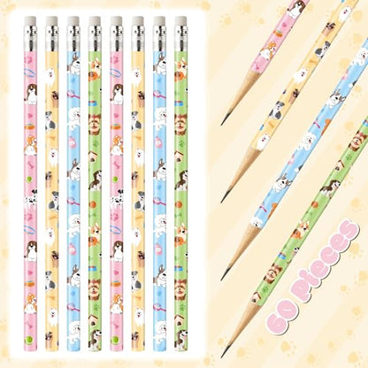 Xqumoi 60Pcs Dog Pencils with Eraser - Cute Puppy Paw #2 HB Pencils, School Classroom Student Rewards Office Supply Pet Lovers Gift Goodie Bag Fillers Stuffers Birthday Party Favors - style: Puppy