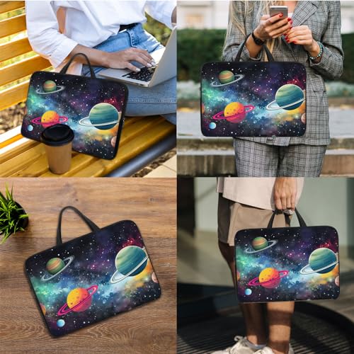 Laptop Sleeve Bag with Handle Computer Protective Soft Cover Case for 14 Inch 13 Inch Laptop,Colorful Planet - color: Colorful Planet