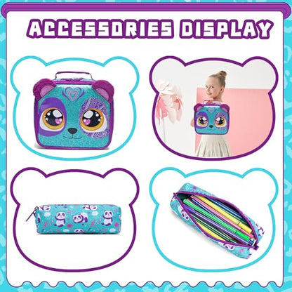 Meetbelify Rolling Backpack for Girls Backpacks with Wheels for Elementary Preschool Students Kids 3 in 1 Travel Luggage Carry on Suitcase with Lunch Box Pencil Case for Girls Age 8-10 - color: Blue Purple
