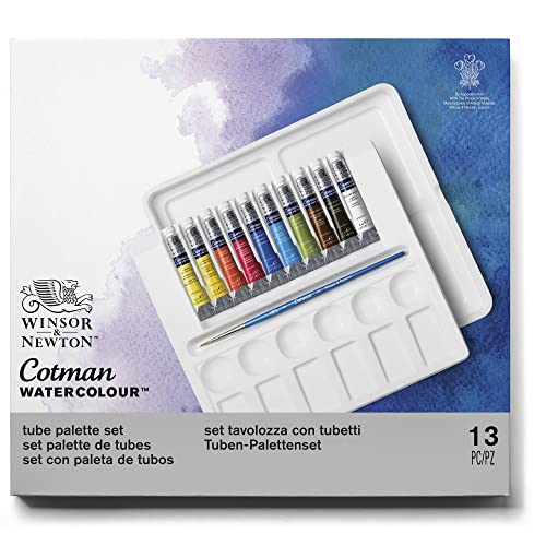 Winsor & Newton Cotman Watercolor Paint Set, 12 Colors Palette Set, 8ml (0.27-oz) Tubes w/ Brush - style: 13 Piece Palette Set 8ml