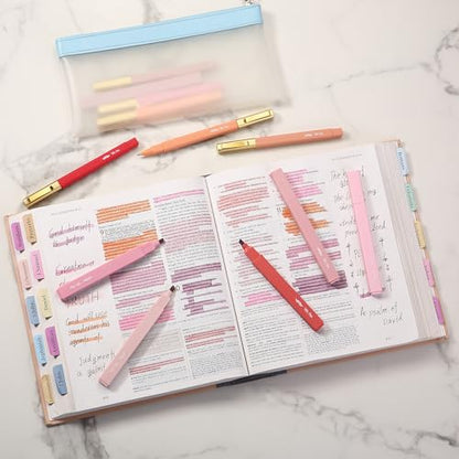 Mr. Pen- Aesthetic Highlighters and Ballpoint Pens No Bleed, 12 Pack | Shades of Pink, Bible Highlighters and Pens No Bleed, Fast Dry and No Smear for Bible Journaling, Planner, School Supplies - color: Shades of Pink, size: 12 Pack