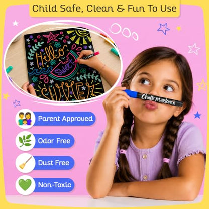 Extra Fine Tip Liquid Chalk Markers for Blackboard (30 Pack 1mm) Pastel + Neon Chalk Pens - Erasable Dry Erase Marker for Chalkboard, Blackboards, Window, Bistro, Car - Fine Tip Chalkboard Markers - style: Extra Fine Tip - 1mm