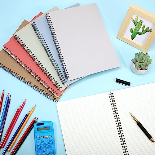 Fuutreo 6 Pack B5 Spiral Notebooks 10.5 x 7.45 Inch College Ruled Aesthetic Journal Kraft Hardcover 70 Sheets (140 Pages) Spiral Notebook for Office Students Work Journaling(Pastel,Morandi) - color: Pastel