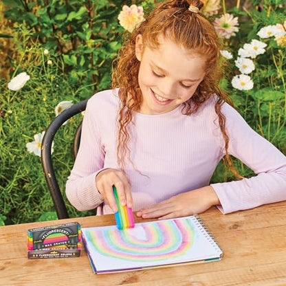eeBoo: Jumbo Wax Crayon: Rainbow Fluorescent – 6 Vibrant Colors in One Chunky Crayon, 4" x 1.5" x 0.625" Block, Art & Coloring Supplies, Kids Ages 3+